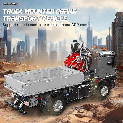 Mould King 19016 Truck Mounted Crane Building Set APP/Remote Engineering Truck Construction Kit City Mobile Crane Model Sets to Build for Age 14+/Adults Collections Enthusiasts (3767+ Pieces)