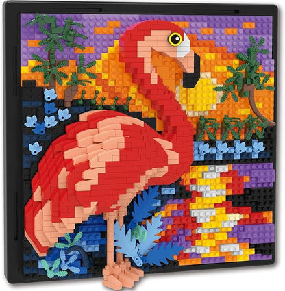 Flamingo Bird Animal 3D Wall Art Micro Mini Building Blocks Set Unique Home Wall Decor or Table Display No Compatible with Lego Ideal Gift Toy for Adults &amp Boys Girls 14+ (1319 PCS)