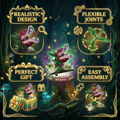 Ancient Magic Book &amp Cannibal Flower Building Set Fantasy Monster Plant Model Kit for Adults Articulated Venus Flytrap on Spellbook Gothic Home Decor Gift