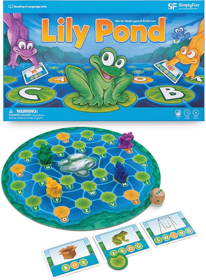 SimplyFun Lily Pond - Educational Game to Practice Early Reading and Spelling - an Engaging and Fun Toddler Game - 2 to 4 Players Ages 4 &amp Up