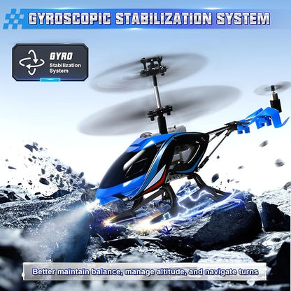 A ALPHA RC Helicopter 2.4G Remote Control Helicopter with LED Lights Vigilante Indoor Outdoor Remote Control Helicóptero Toy for 8 9 10 11 12+ Year Old Boys Gifts Blue