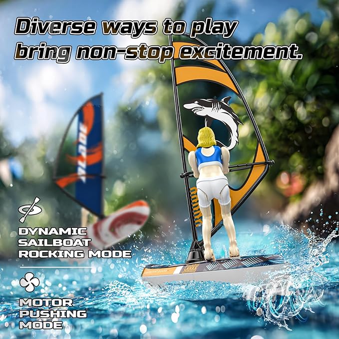 DEERC 2 Pack Remote Control Boat for Kids2.4Ghz RC Sailboat with LED Lights for PoolsLake and BathtubSummer Outdoor Water Toys Never Capsize Gift for Kids Boys Girls