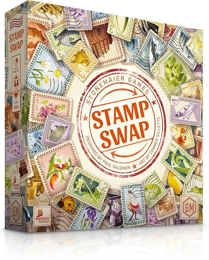 Stonemaier Games: Stamp Swap by Paul Salomon | A Competitive Stamp Collecting Strategy Board Game for Adults &amp Family | Curate the Most Well-Focused &amp Beautiful Stamp Collection | 1-5 Players
