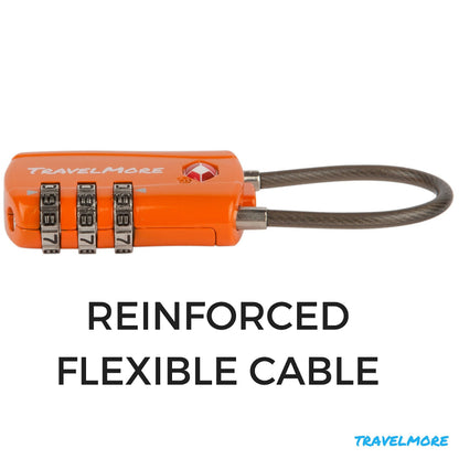 TSA Approved Travel Combination Cable Luggage Locks for Suitcases & Backpacks - 1 Pack of Orange TSA Lock