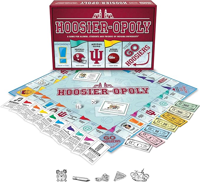 Late for The Sky Indiana University IU-Opoly Campus Edition Family Board Game 2–6 Players College-Themed Property Trading with Tokens &amp Landmarks Great Gift for Students and Alumni