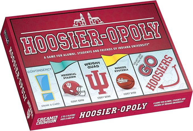 Late for The Sky Indiana University IU-Opoly Campus Edition Family Board Game 2–6 Players College-Themed Property Trading with Tokens &amp Landmarks Great Gift for Students and Alumni