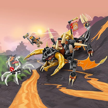 LEGO NINJAGO Cole’s Earth Dragon EVO 71782 Upgradable Action Toy Figure for Boys and Girls with Battle Scorpion Creature and 2 Minifigures 2023 Playset