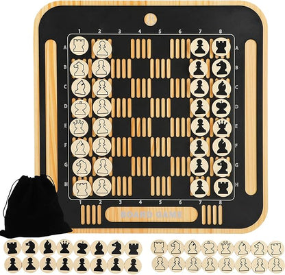 Home Wall Chess Board Game Room Furniture Decor Deluxe Chess Set Pine Chessboard Covered with Exquisite Carved Metal Layers. Equipped with Chess Pieces and Storage Bags