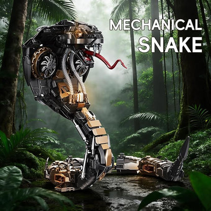 Mechanical King Cobra Building Set 1036 Pieces Steampunk Black Mamba Snake Model Kit Articulated Reptile Construction Toy Cyberpunk Home Decor Gift for Adults and Teens