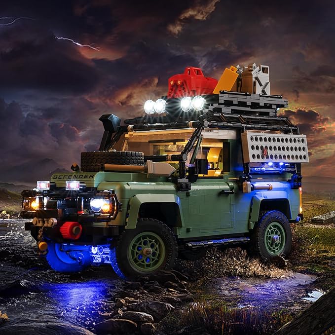 Upgraded Light Kit Compatible with Lego Icons Land Rover Classic Defender 90 Model Car Building Set Lights Decoration Compatible with Lego 10317 Best Gifts for Adults (Model Not Included)