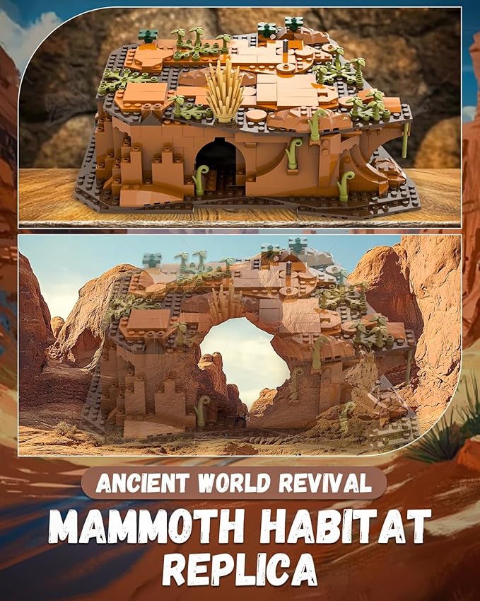 Huge Mammoth Fossil Building Kit with Habitat Base Elephant Crossing Toys Compatible with Lego Animal Dinosaur SetsBirthday Gift for Adults &amp Kids Aged 14+ 1310 PCS