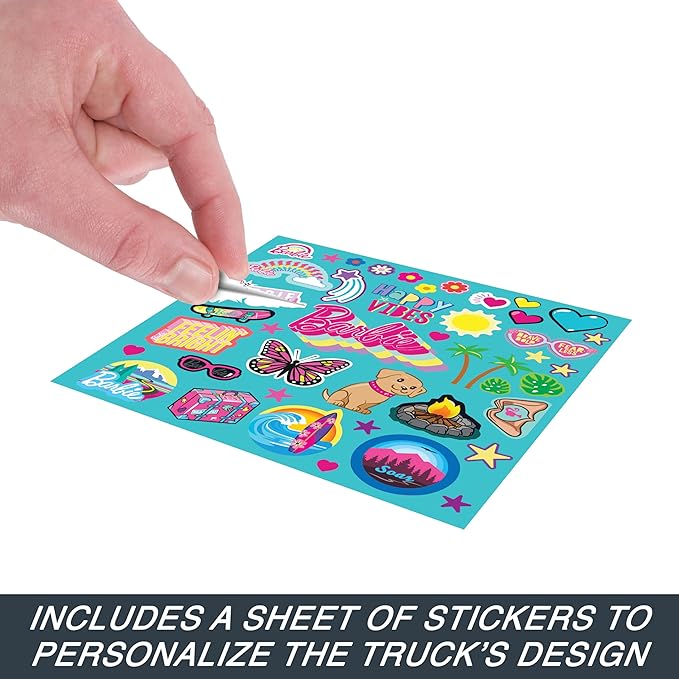 Hot Wheels Barbie RC SUV &amp Stickers Can Hold &amp Store 2 Barbie Dolls &amp Accessories Kid-Applied Stickers for Customization