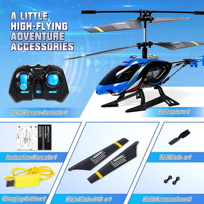 A ALPHA RC Helicopter 2.4G Remote Control Helicopter with LED Lights Vigilante Indoor Outdoor Remote Control Helicóptero Toy for 8 9 10 11 12+ Year Old Boys Gifts Blue