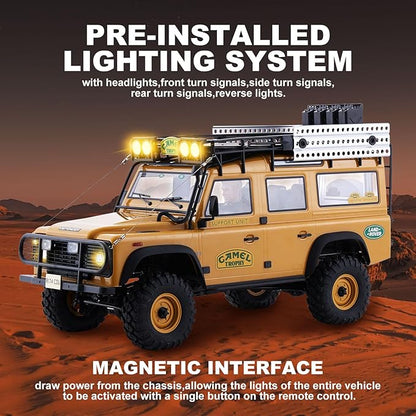 FMS FCX10 1/10 RC Crawler Land Rover Camel Trophy Edition Official Licensed 4WD All Terrain Off-Road RC Truck for Adults High-Detail Scale RC Car with Metal Gears Upgraded Shocks (Discovery)