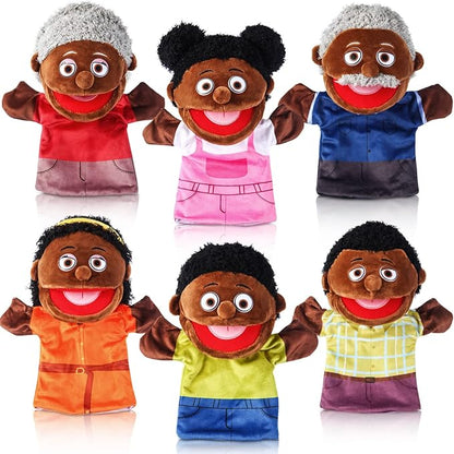 6 Pcs Family Hand Puppets 12 Inch Grandparents Mom &amp Dad Brother &amp Sister Plush Hand Puppet Toys Role-Play Toy Puppets for Kids Storytelling Imaginative Pretend Play Teaching Preschool(6 Fam