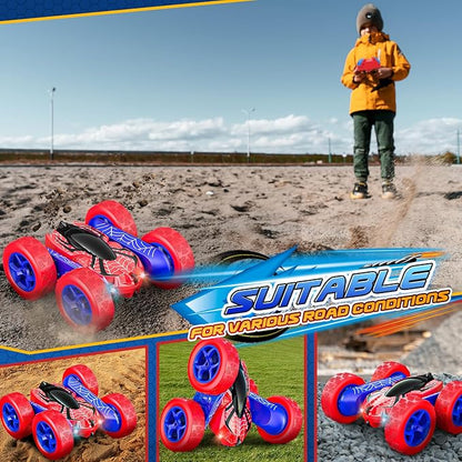 Toys for Boys 4-6360° Rotating 2.4GHz Fast Stunt Rechargeable 4WD Remote Control Car Boy Toys for Age 4-6 5-7 6-8Outdoor Toy RC Car Gifts for Birthday Chritmas Halloween Easter Boys Girls