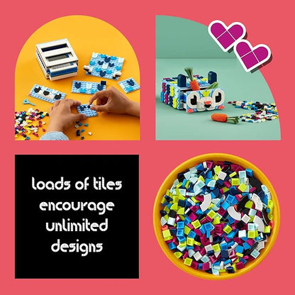 LEGO DOTS Creative Animal Drawer Building Toy 41805 Buildable Treasure Box Jewelry Box Desk Caddy Storage Box Arts and Crafts DIY Toy Mosaic Making Kit for Creative Kids Boys Girls Age 6+