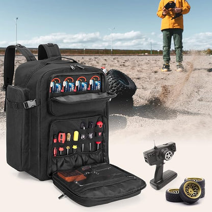 RC Backpack for 1/10 Car RC Storage Bag with Multi Pockets for Tools and Other Accessories Easy Carrying with Adjustable Shoulder Strap (Patent Design)