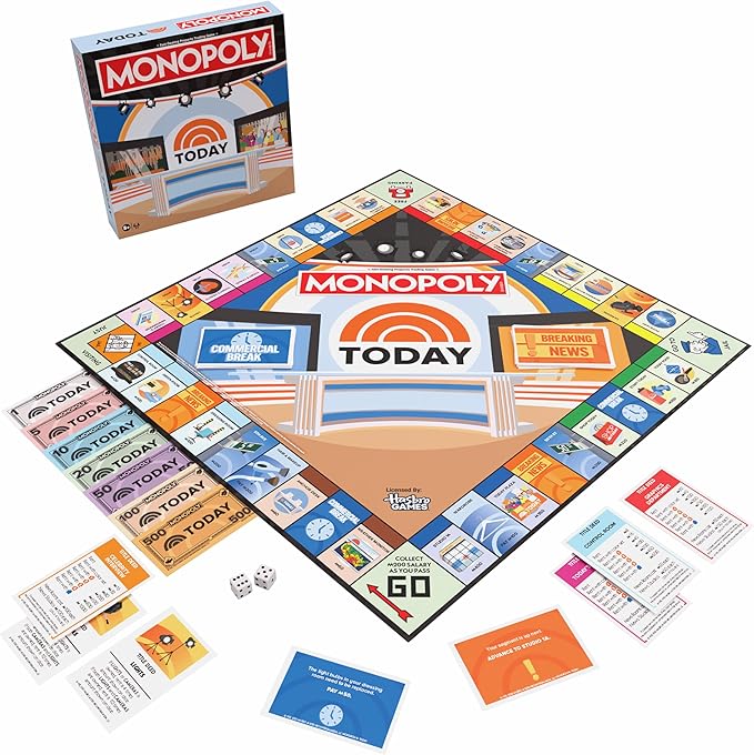Monopoly: Today Board Game Buy Sell &amp Trade Studio1A Today Plaza &amp More Includes 6 Collectible Mover Tokens - Today Coffee Mug Umbrella Camera &amp More Official NBC Universal Merchand