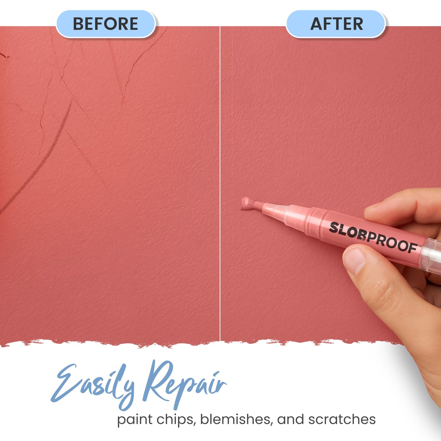 Slobproof Refillable Touch-Up Paint Pen, Mess-Free, Reusable Wall Paint Repair Tool, Precise Application, DIY Home Improvement, Furniture, Arts and Crafts, Patented Design, Easy Storage, Pack of 5