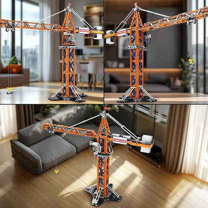 Reobrix Crane Building Blocks Set RC Tower Crane Construction Vehicle Model Kits with Dual Motors 1176 PCS City Crane Toy for Adults Gift for Men and Construction Machinery Lovers 22013