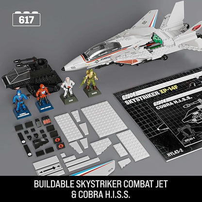 MEGA G.I. Joe Action Figures Building Toys Skystriker XP-14F vs. Cobra H.I.S.S. with 617 Pieces 4 Poseable Characters for Collectors