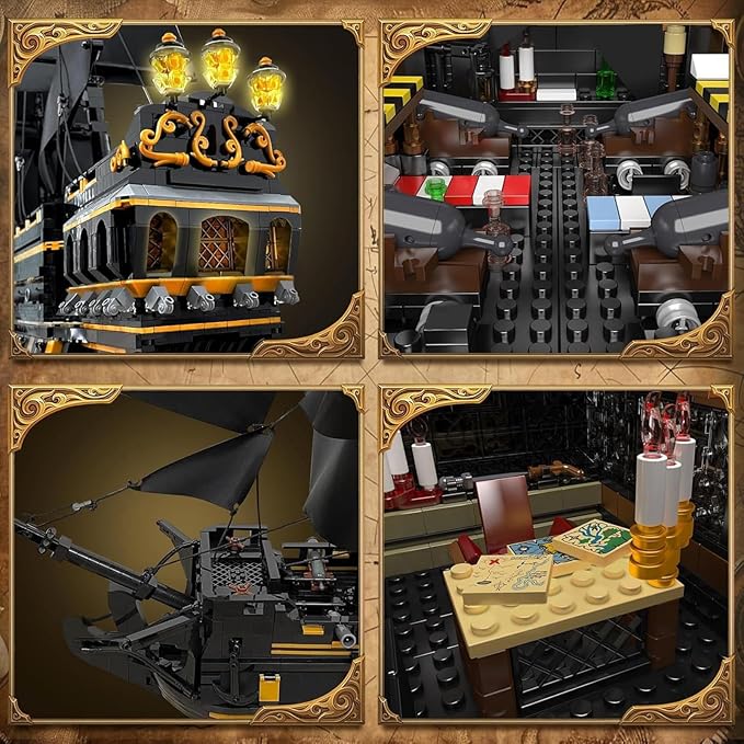 Mould King Pirate Ship Model Building Blocks Kits Black Pearl Ship MOC Model Set to Build Large Pirates Ship Boat Model Blocks Assembly Toy(5266 Pieces)