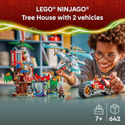 LEGO NINJAGO Ninja Vehicle Tree House Battle Building Toy for Boys Girls &amp Kids Ages 7+ - Ninja Playset W/5 Minifigures Motorcycle &amp Helicopter Toys - Gift Idea for Birthdays - 71857
