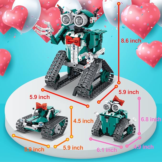 APP/Remote Control STEM Building Kits for Kids Ages 8-12 - 3 in 1 RC Robot Car Toys 440 Pcs Educational Science Projects Gift Ideas for Boys Girls