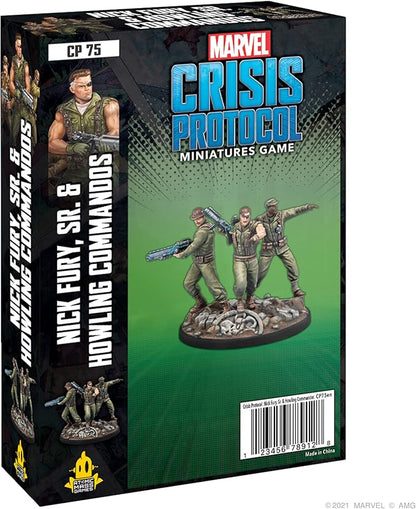 Marvel: Crisis Protocol Nick Fury Sr. &amp Howling Commandos Character Pack - Smash Hydra with This Elite Team! Tabletop Superhero Game Ages 14+ 2 Players 90 Min Playtime Made by Atomic Mass Gam