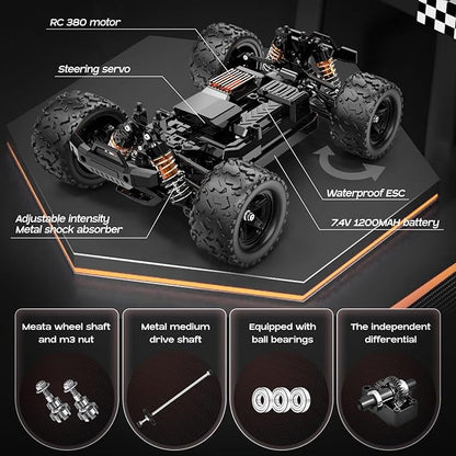 YESHIN 1:18 Scale All Terrain RC Car 40 KPH High Speed 4WD Electric Vehicle with 2.4 GHz Remote Control 4X4 Waterproof Off-Road Truck with Two Rechargeable Batteries Two Shells