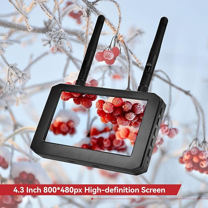 FPV Monitor for FPV Camera- 5.8Ghz 4.3 FPV Display Screen with DVR 40CH Receiver 800x480 IPS Display Built-in Battery for RC Hobby FPV Drone RC Car FPV VTX Goggles