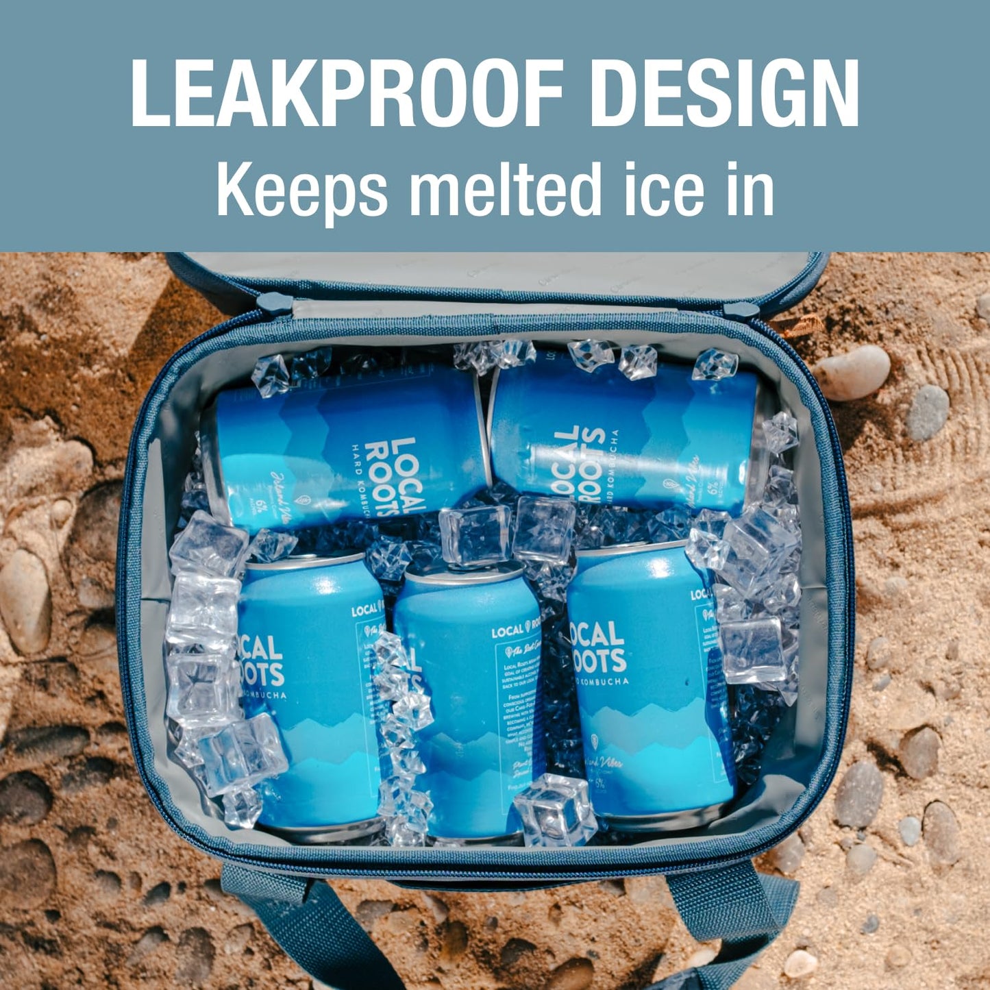CleverMade Pacifica Collapsible Insulated Cooler Bag – 18 Can / 13 Qt Leakproof Soft Cooler for Beach, Travel, Car – Bottle Opener – Ocean