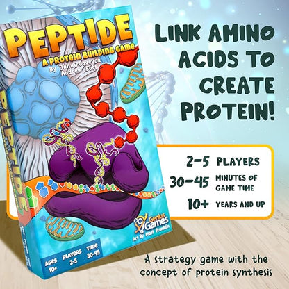 Genius Games Peptide: A Protein Building Game | A Strategy Card Game with Accurate Science for Gamers and Teachers | Teaches Amino Acids mRNA Organelles