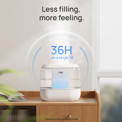 Dreo Humidifiers for Bedroom, 4L Top Fill for Large Room, 36H Runtime, 28 dB Quiet Supersized Cool Mist Air Humidifier for Baby Nursery, Plants, Indoor, Night Light, Easy to Clean & Fill
