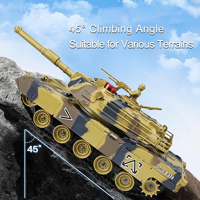 KAIM 1/24 RC TankRemote Control Tank for Boys with Smoke Lights &amp Sounds2.4GHz US M1A2 Abrams Army ModelMilitary Toys Gift for Kids Ages 6+