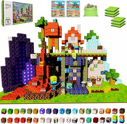 Magetic blocks-200pcs Magnetic Building Blocks Toys Set Magnetic Toys for Boys Girls Kids Ages 3 4 5 6 7 8Magnet STEM Games Christmas Birthday Gifts for Kids. (Mine Car Theme)