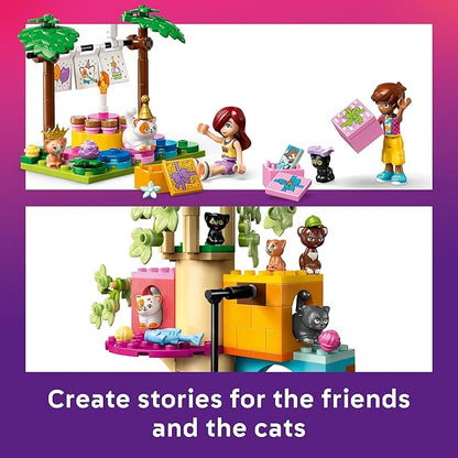 LEGO Friends Cat Birthday Party &amp Tree House Building Toy - Pretend Play Building Blocks W/Cat Toys &amp 2 Minidolls - Creative Storytelling Kids Toy for Girls and Boys 9+ - Birthday Gift Idea-