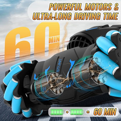 Pristar RC Cars Gesture Sensing Stunt Car Best Gifts for Boys 6-12 2.4Ghz Remote Control Car Toys for Boys Age 6 7 8 9 10 11 12 Double Sided Flip 360° Rotate 4WD Off-Road with Spray Lights Music
