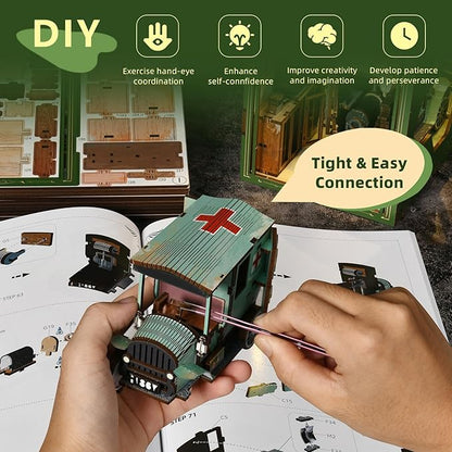 Book Nook Kit DIY Miniature Dollhouse Kit 3D Puzzles for Adults Tiny House Mini Home Craft Bookshelf Nook Puzzle Book Decor Gifts for Teenagers Book Lovers (The Radium Lady)