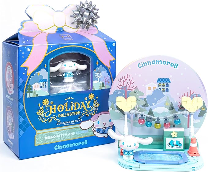 Hamee Sanrio Hello Kitty and Friends Holiday Collection Cute Building Blocks Figure Set – [Birthday Gift Party Favor Gift Basket Filler Stress Relief Collectible Relaxation] – Cinnamoroll