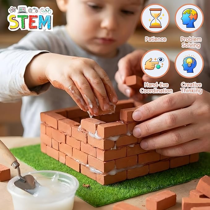 Brick and Mortar Construction Set DIY Building Blocks for Kids Ages 6+ STEM Construction Kit Versatile Creative Play Great Birthday Gift