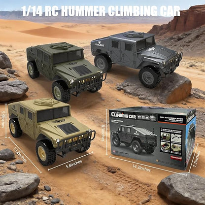 2.4GHz All Terrain RC Military Truck 4WD Remote Control Car Off Road Waterproof with Headlights Turn Signal Lights and Rechargeable Batteries Vehicle Toy Gifts for Adults Kids Age 8+ (Green)