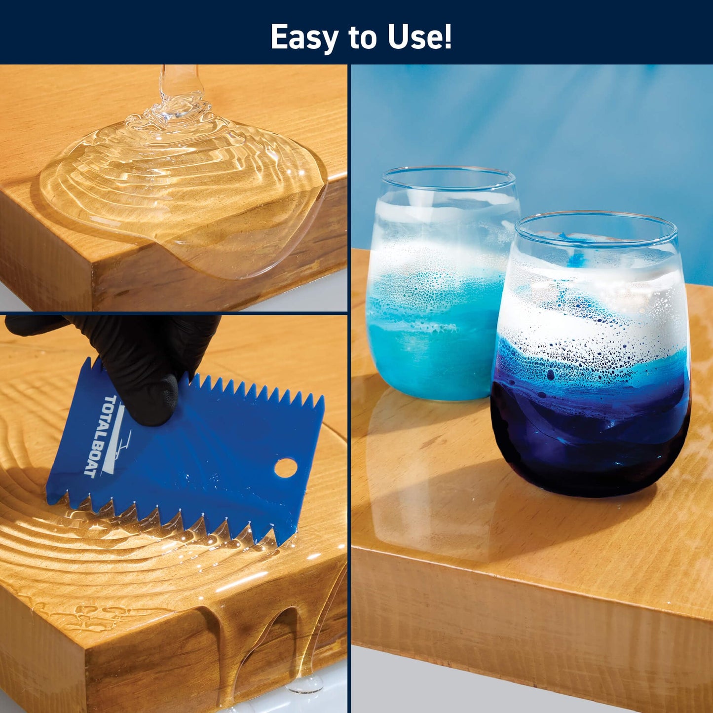 TotalBoat Table Top Epoxy Resin Kit - 2 Quart Kit Size Crystal Clear Formula with High-Gloss Finish & UV-Resistance - Easy 1:1 Ratio for Bar and Counter Coating, Woodworking, and Resin Art Casting