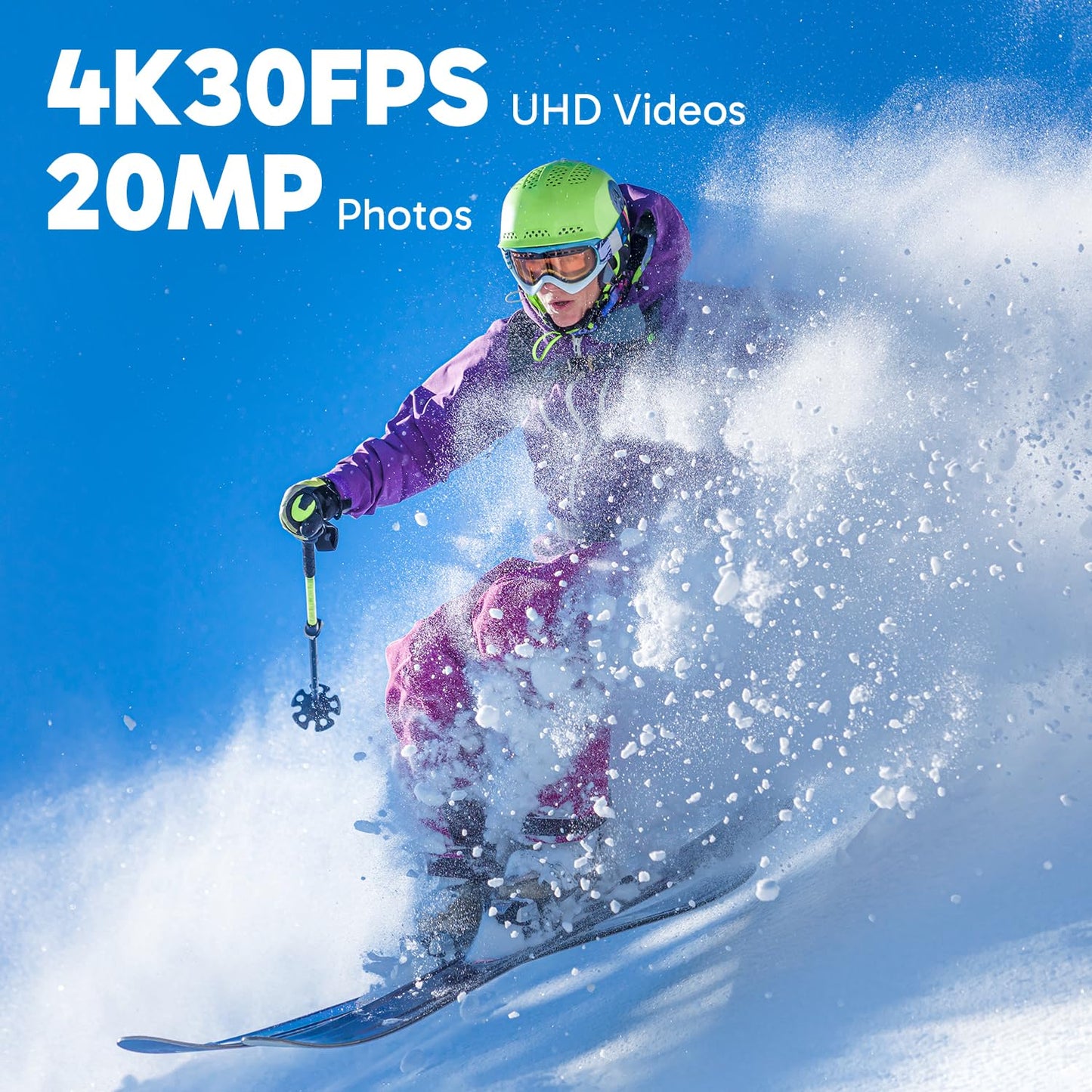 Dragon Touch 4K Action Camera 20MP Vision 3 Underwater Waterproof Camera 170° Wide Angle WiFi Sports Cam with Remote 2 Batteries and Mounting Accessories Kit