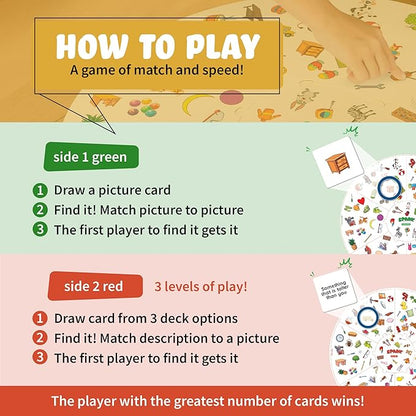 Matching Game Preschool Board Games for Kids 2-in-1 Picture Cards Match and Category Games Speech Therapy Materials Educational Games for Kids 3 and Up