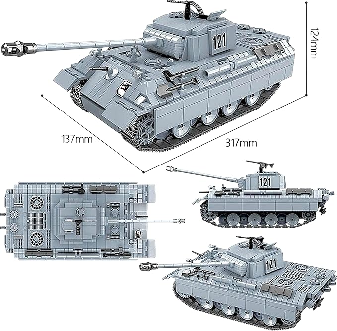 General Jim's WW2 Panther 121 Building Block Tank Set Historical World War 2 German Tank Model Bricks Kit