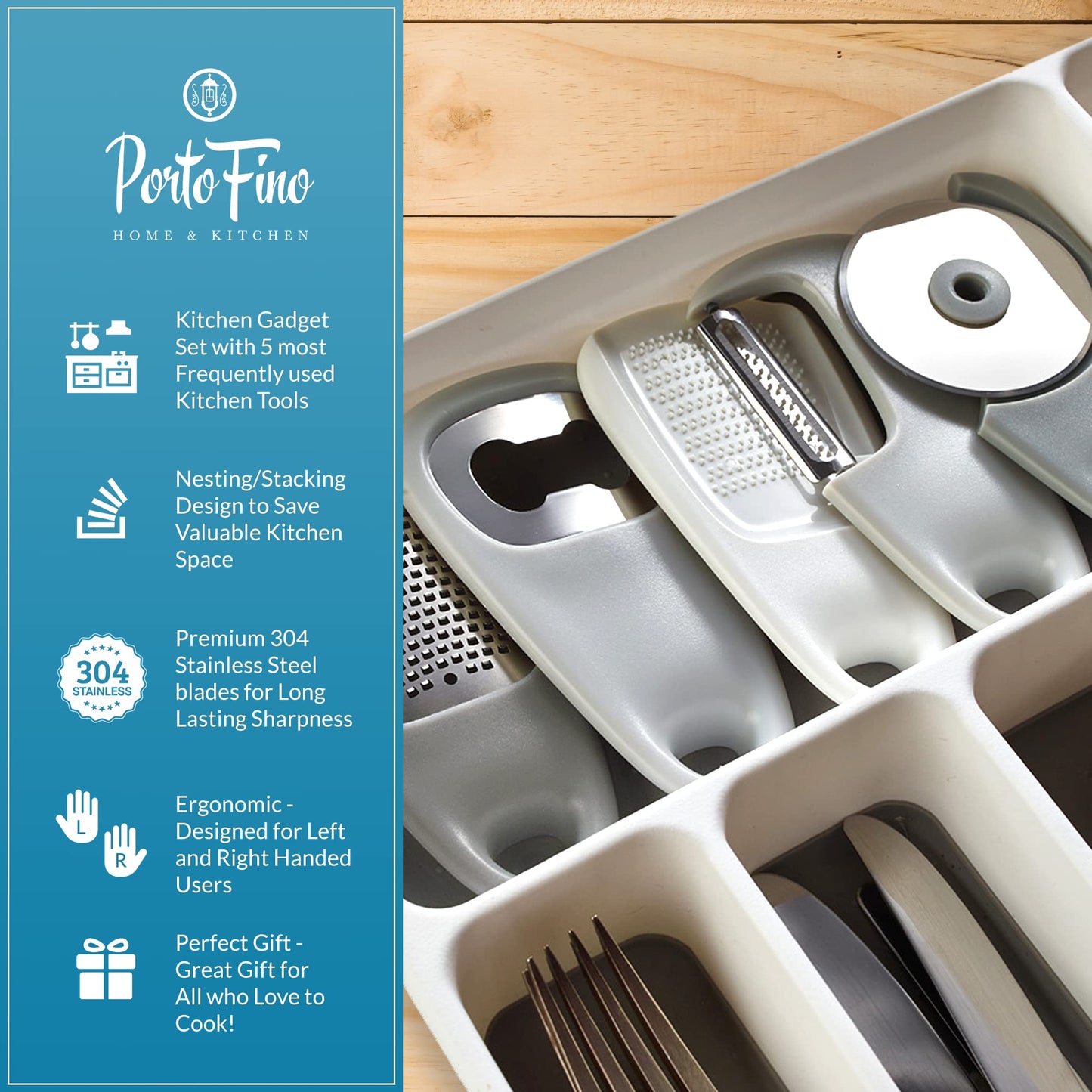 Space Saving Kitchen Gadgets - Kitchen Gadgets Set 5 Pieces - Camper Gifts - RV Gifts - RV Kitchen Accessories - Gifts for RV Owners - RV Gadgets - Dishwasher Safe