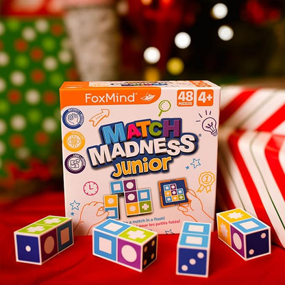 FoxMind Games: Match Madness Junior A Pattern Matching Puzzle Game Make The Match in a Flash Develops Visual Recognition and fine Motor Skills Play with up to 4 Players for Ages 4 and up