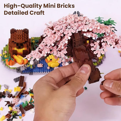 Capybara Cherry Blossom Bonsai Tree House Building Sets for Adults &amp Kids - 2280PCS Micro Mini Blocks Artificial Flower for Desk Office Home Decor DIY Arts &amp Crafts Kits Ages 8+ Girls &am